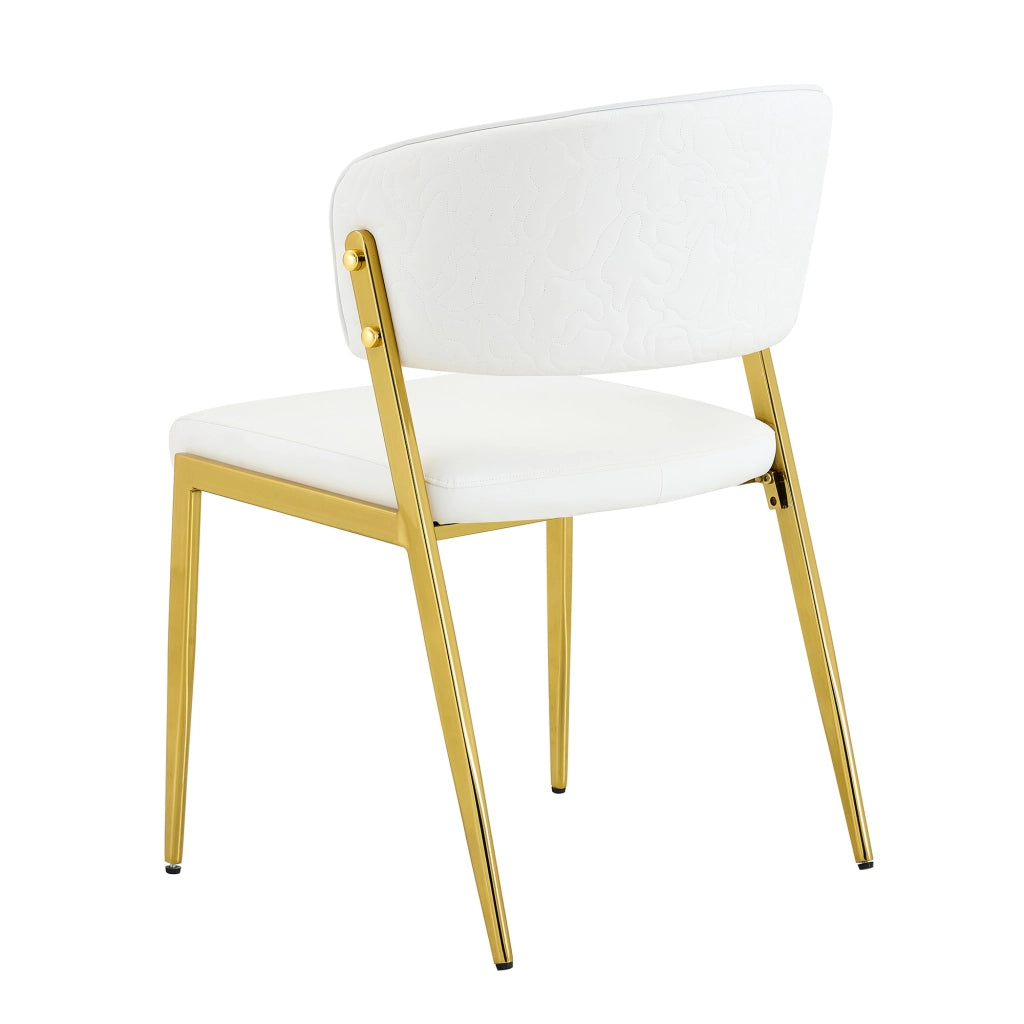 Sedia da Pranzo con Schienale Ergonomico e Gambe in Metallo, Superficie Facile da Pulire, in PU Bianco