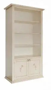Libreria in legno avorio anticato Shabby chic decorato a mano