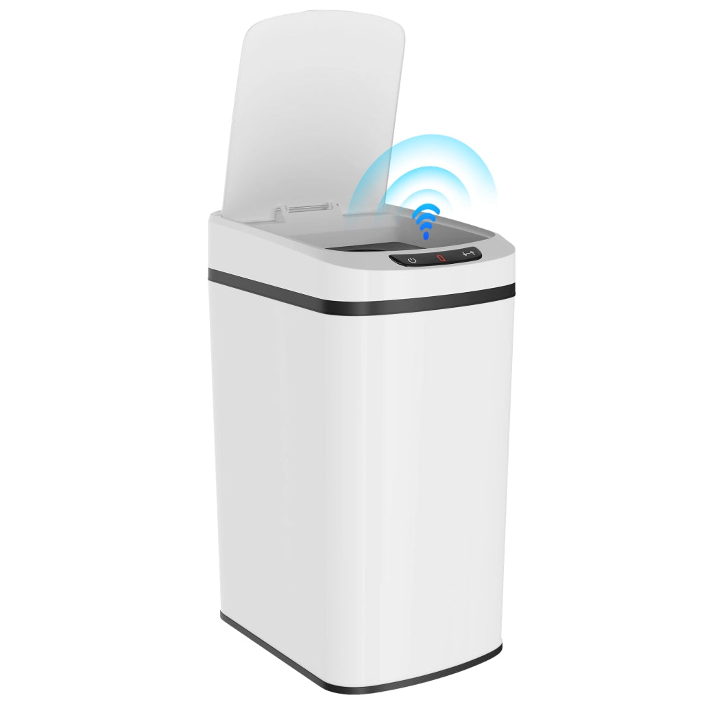 Cestino Rifiuti Infrarossi 12L ¨C zephmum ¨C Acciaio Inox, ABS, PP, Bianco, 28x22x41 cm
