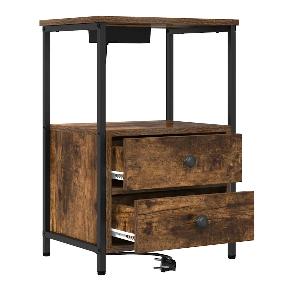 Comodino | Armadio da Notte | Mobiletto da notte Rovere fum¨¦ 40 x 31 x 60 cm Legno multistrato
