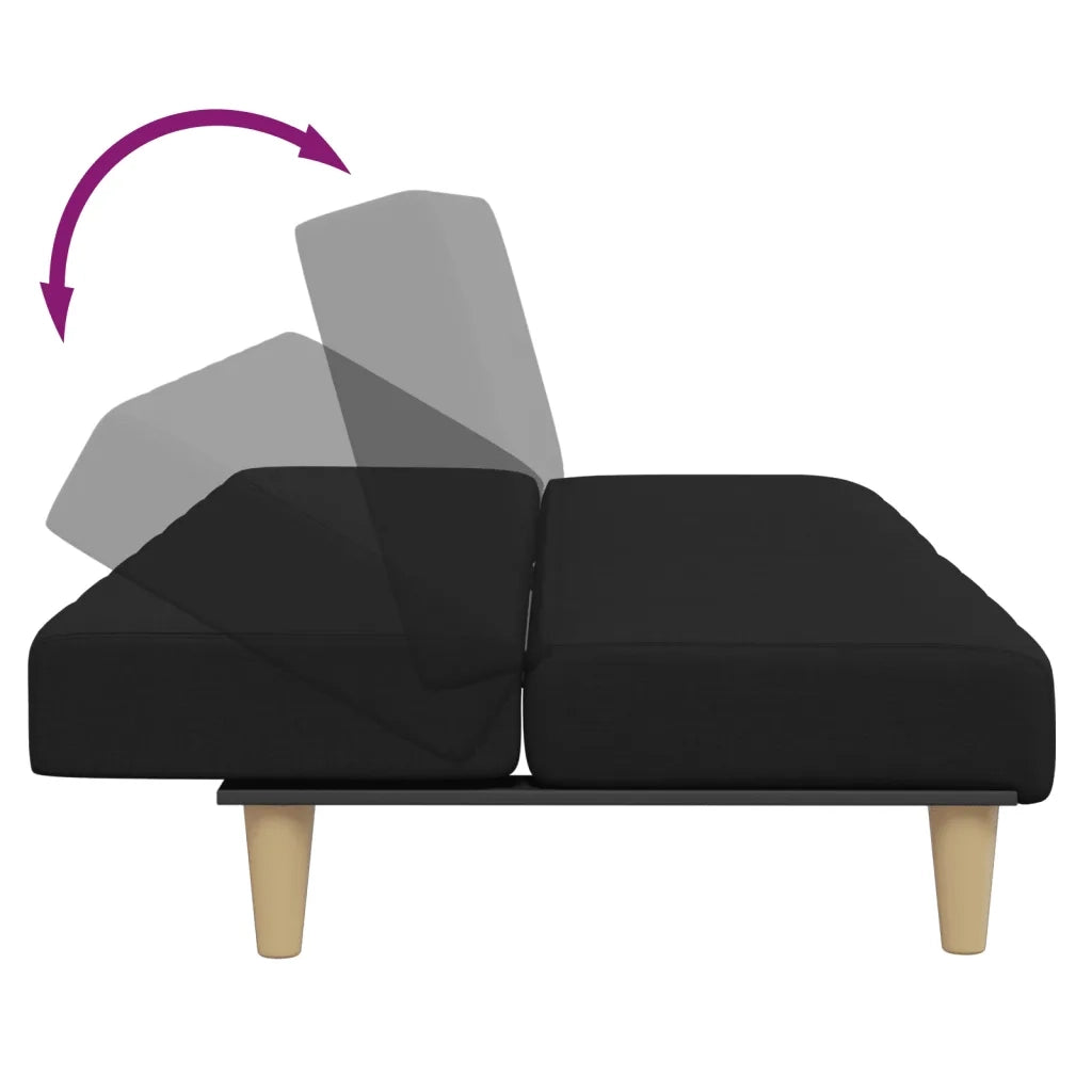 Divano Letto a 2 Posti con Poggiapiedi-Sofa Letto 2 Posti-Daybed Nero in Tessuto 646453