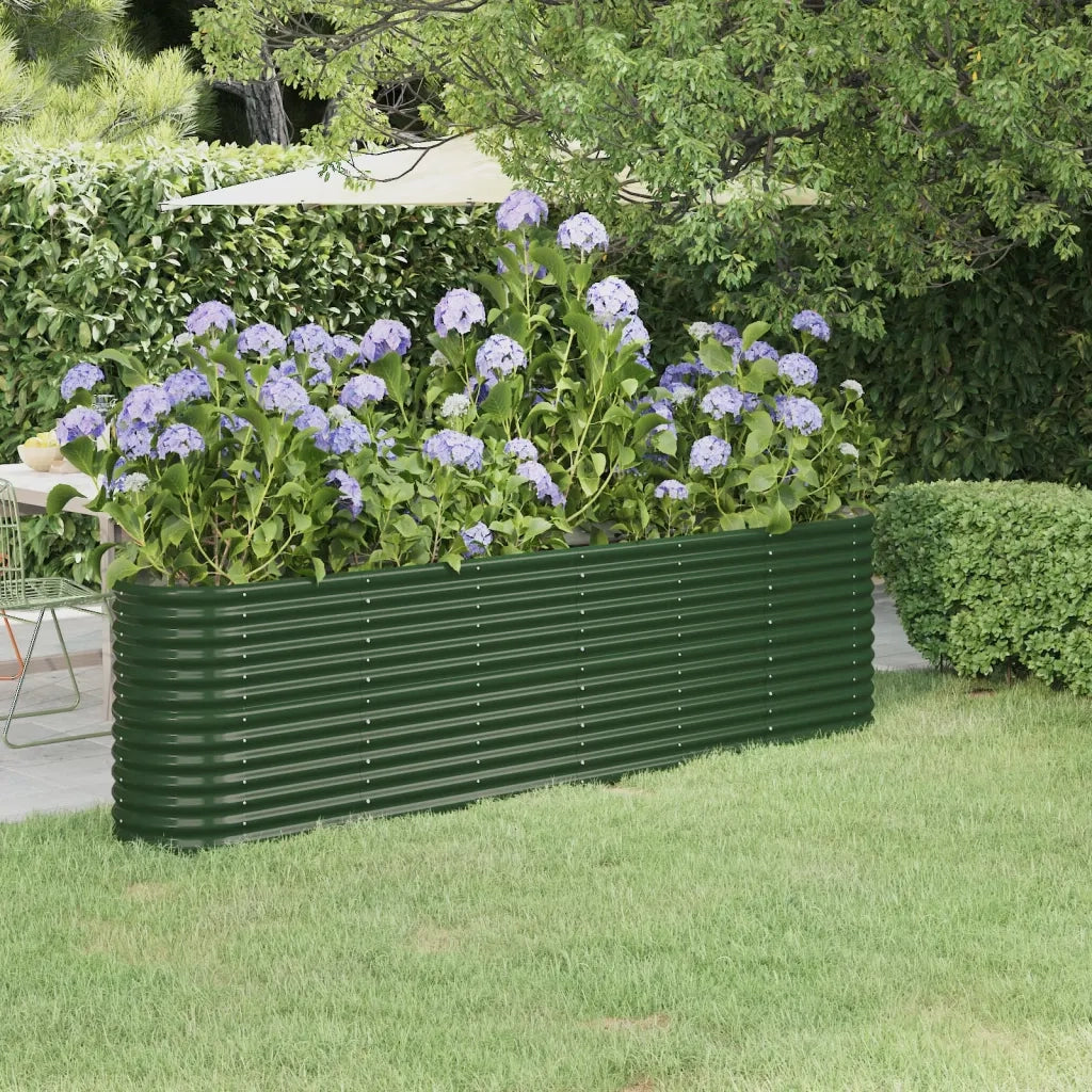 Fioriere | Cassetta per fiori | Letto Giardino Acciaio Zincato 260x40x68 cm Verde