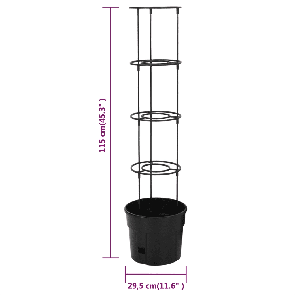 Fioriere | Cassetta per fiori | Vaso a Torre per Pomodori Antracite ?29,5x115 cm Polipropilene