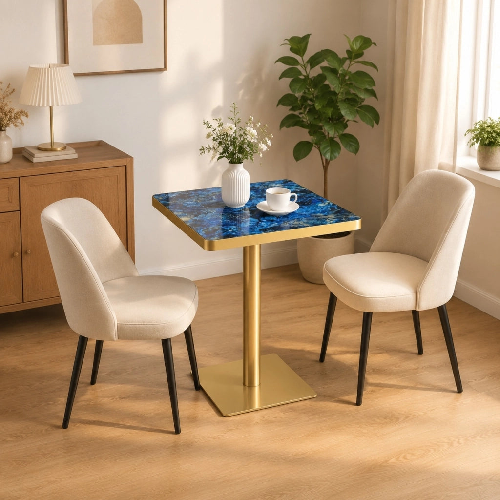 Tavolo quadrato blu effetto marmo 60x60 cm
