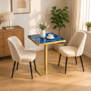 Tavolo quadrato blu effetto marmo 60x60 cm