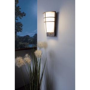 Applique Esterno Sensore Breganzo 1 Metallo Grigio Policarbonato Bianco Led