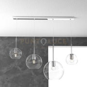 SOSP. CROMO RETTANGOLARE 4 LUCI VETRI (1 GRANDE+1 MEDIO+2 PICCOLO) TUTTI TRASPARENTI 1155CR-S4 RMIX-TR