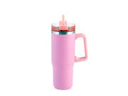 Mug termico fucsia in acciaio con cannuccia lt 0.9