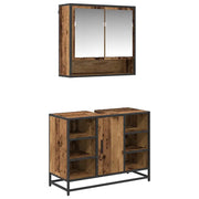 Set di mobili per il Bagno | Armadio da bagno con lo scaffale 2 pz Legno vecchio