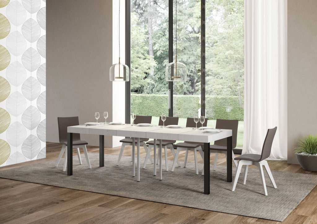 Tavolo Allungabile 90/246x90x77 cm Everyday Premium Bianco Frassino