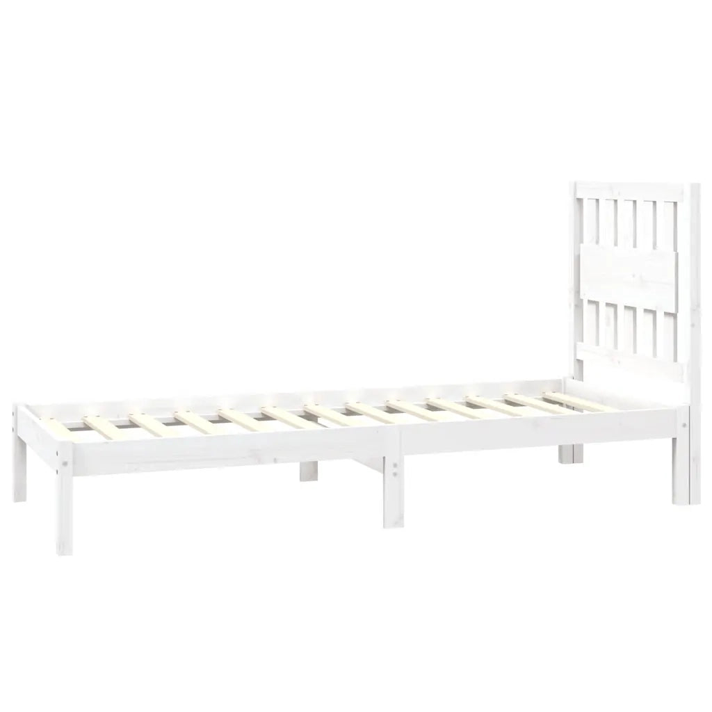 Giroletto-Struttura Letto in Legno Massello Bianco 75x190 cm Small Single 747447
