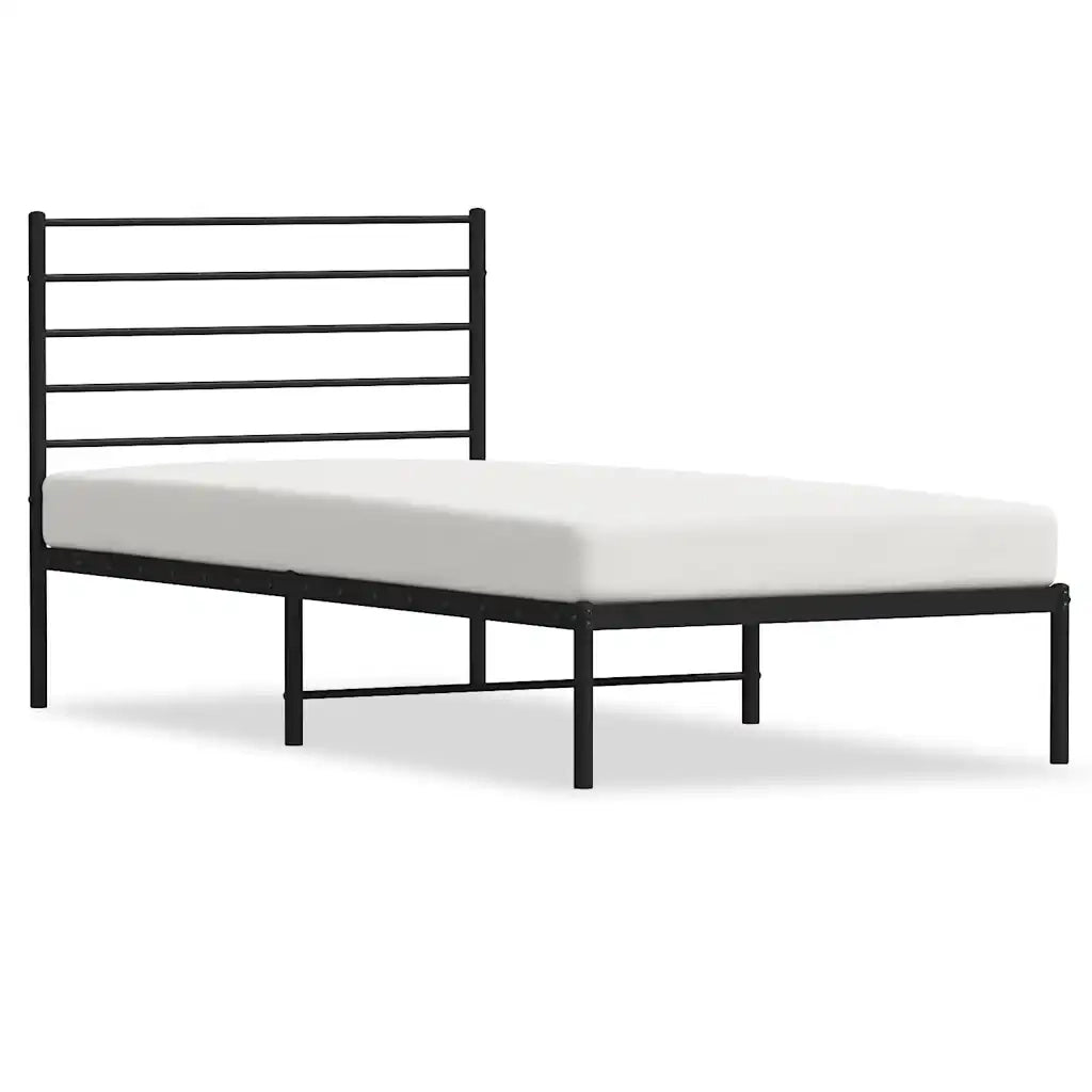 Giroletto con Testiera-Struttura Letto con testiera in Metallo Nero 100x190 cm 743596