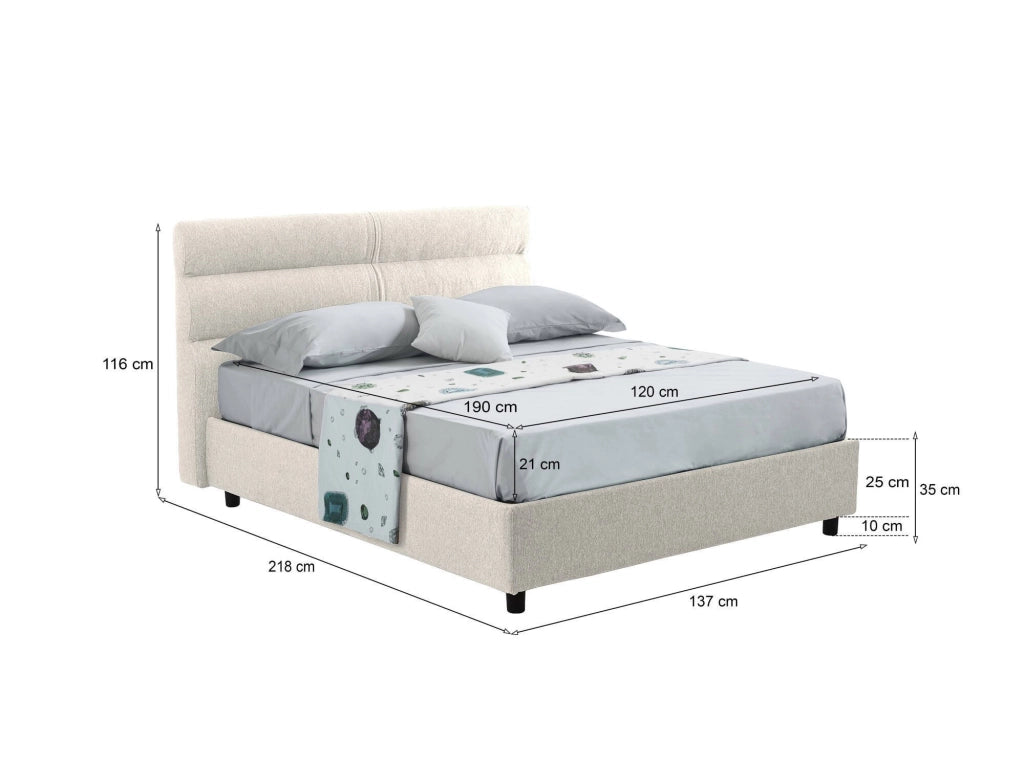 Briosco, Letto Piazza e Mezza Materasso Incluso Made in Italy, Beige