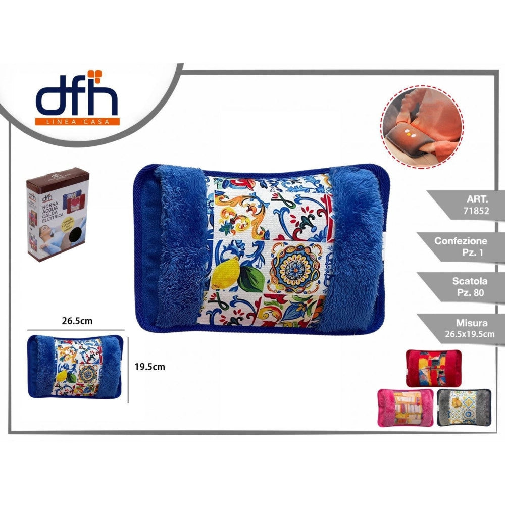 Trade Shop - Borsa Acqua Calda Elettrica Vietri Con Tasca Scalda Mani Vari Colori Fantasie -