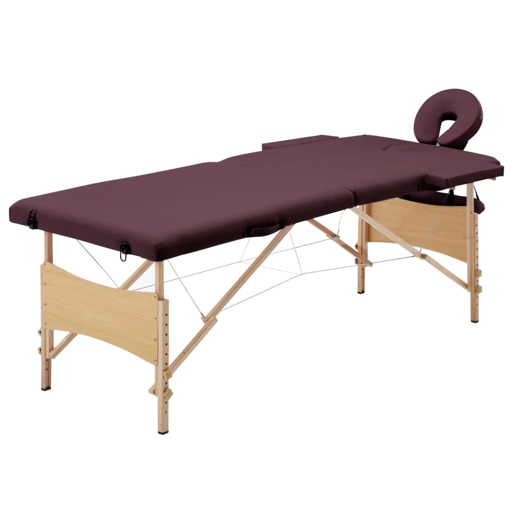Lettino da massaggio pieghevole 2 sezioni legno viola vino 02_0001819