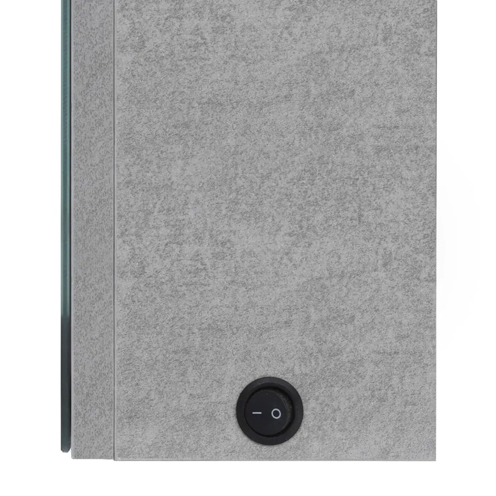 Mobiletto a specchio LED da parete moderno 50 x 13 x 70 cm con 3 ripiani design contemporaneo in MDF grigio cemento 02_0046739