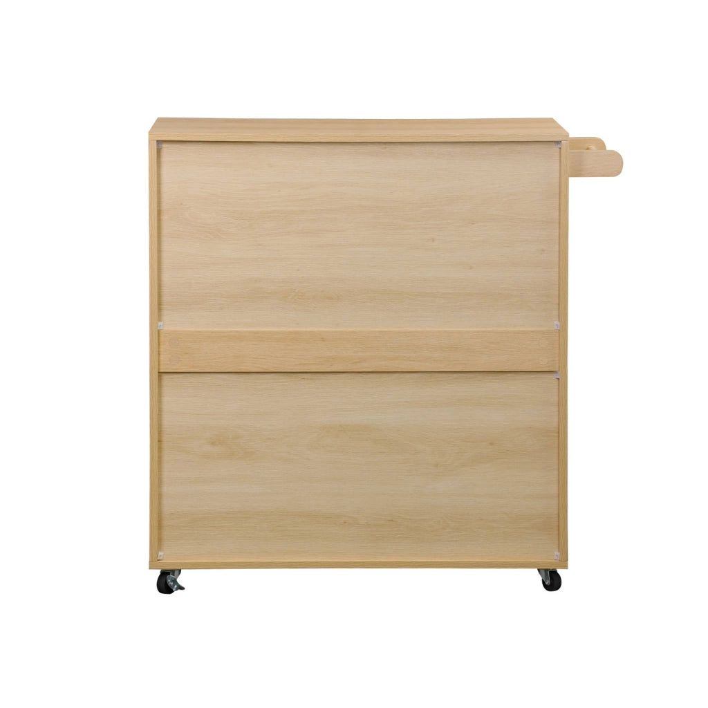 Carrello da cucina in legno decorato con 1 cassetto, 80cm, marrone