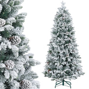 Albero di Natale Artificiale 180 cm ¨C zephmum ¨C Verde con Supporto in Metallo, 1489 Rami Innevati e Pigne