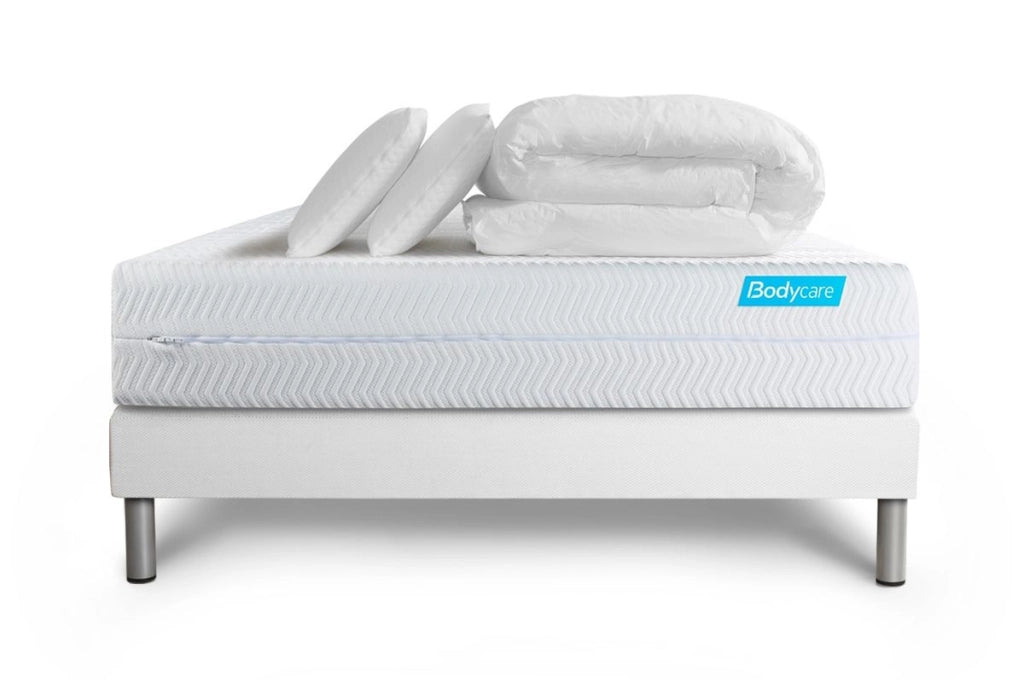 Pacchetto letto completo - Materasso 180x200cm + Box spring con doghe (kit) + 2 cuscini + Piumino - Biocare