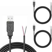 Cavo di alimentazione 3A 12V - 3 pezzi - cavo USB 2.0 22 AWG - 2-core - 2 metri - cavo a capo aperto trasparente - 2 m - cavo di connessione - cavo di alimentazione 12V 3A - cavo 3 aderi