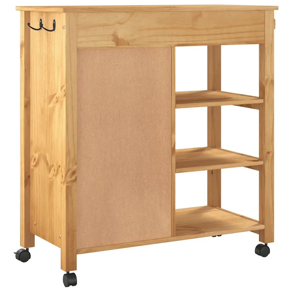 Carrello da Cucina-Scaffale per Cucina MONZA 84x40x88,5 cm in Legno Massello di Pino 610143