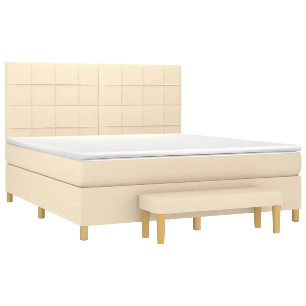 Giroletto a Molle con Materasso Crema 180x200 cm in Tessuto