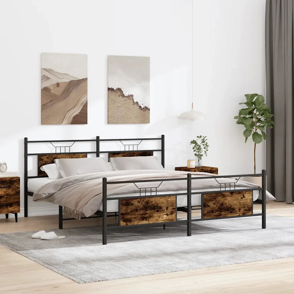 Giroletto senza Materaso in Metallo Rovere Fumo 183x213 cm 3325094