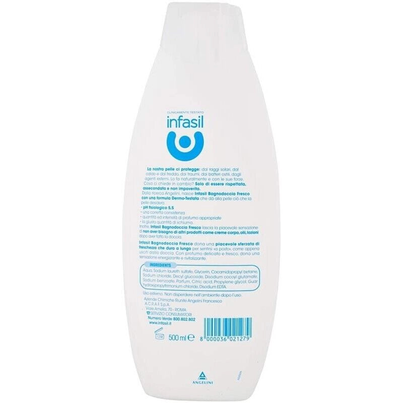 INFASIL BAGNODOCCIA FRESCO RIVITALIZZANTE CON FORMULA DERMO TESTATA DA 500 ML