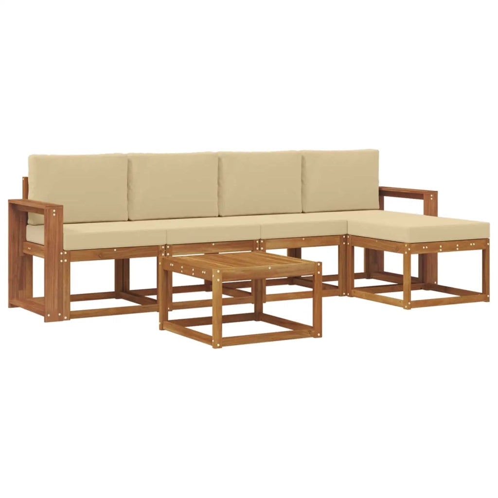 Set di divani da esterno con cuscino 6 pcs Naturale e Beige 3366296