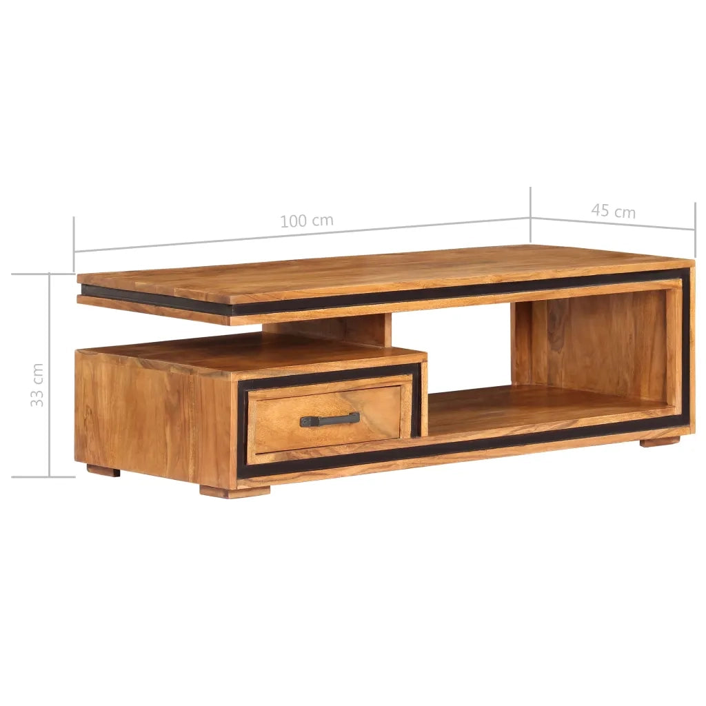 Tavolino da Salotto 100x45x33 cm in Legno Massello di Acacia cod mxl 23925