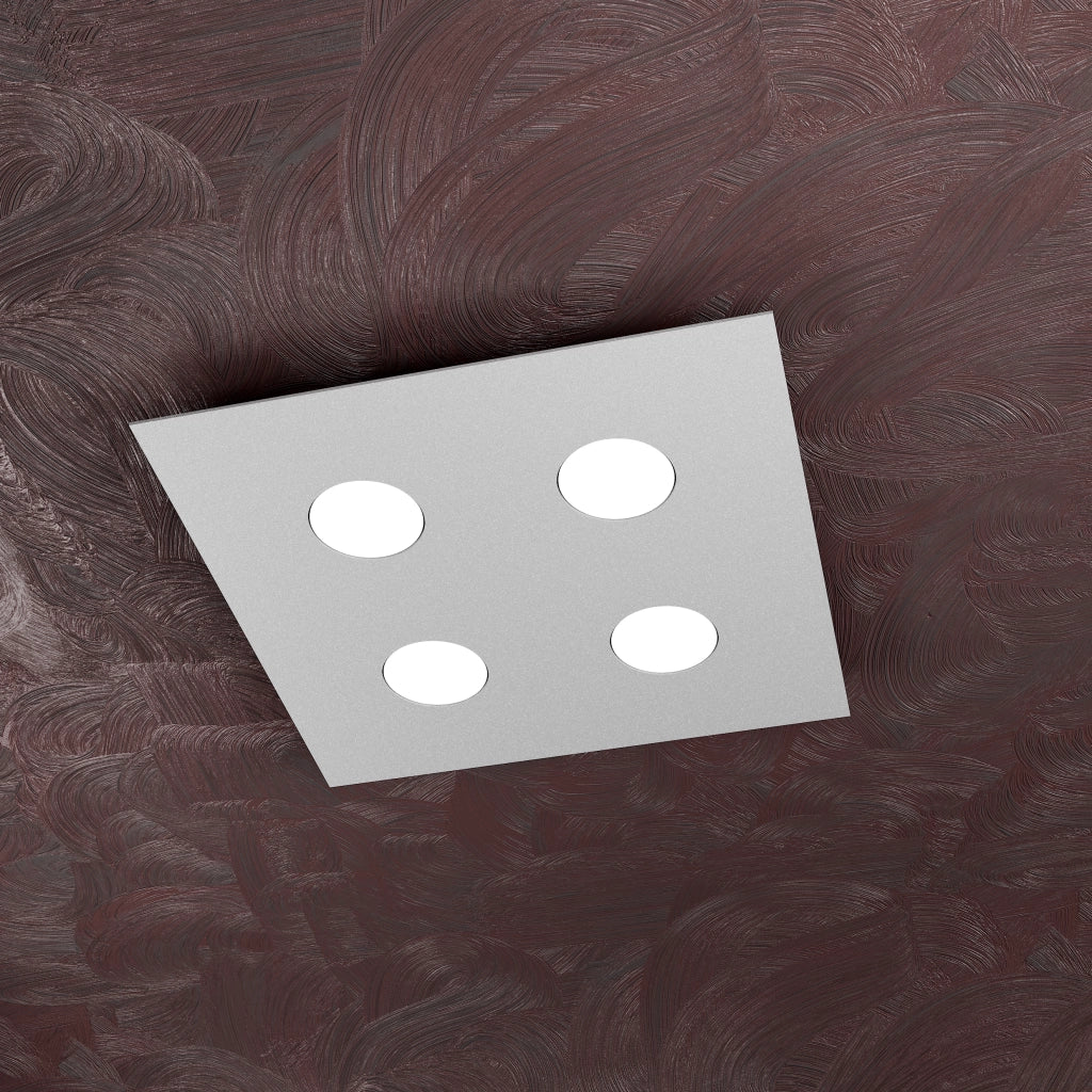 Toplight Plafoniera da soffitto quadrata 4 luci Area con attacco GX53, struttura colore grigio, design moderno 40x40x3cm