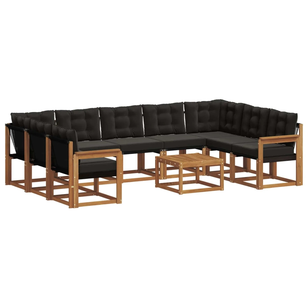 Set di divani da esterno con cuscino 10 pcs Naturale e Nero 3369067