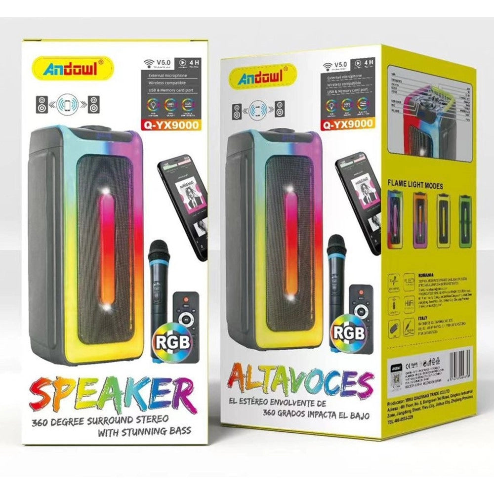 Trade Shop - Altoparlante Portatile Karaoke Con Microfono Wireless Telecomando Effetti Luce Rgb Q-yx9000 -