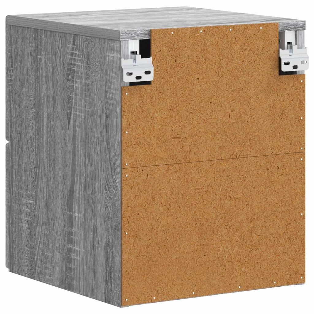 Mobiletto da notte a muro 2 pz Sonoma grigio 34,5 x 33 x 40 cm 898818