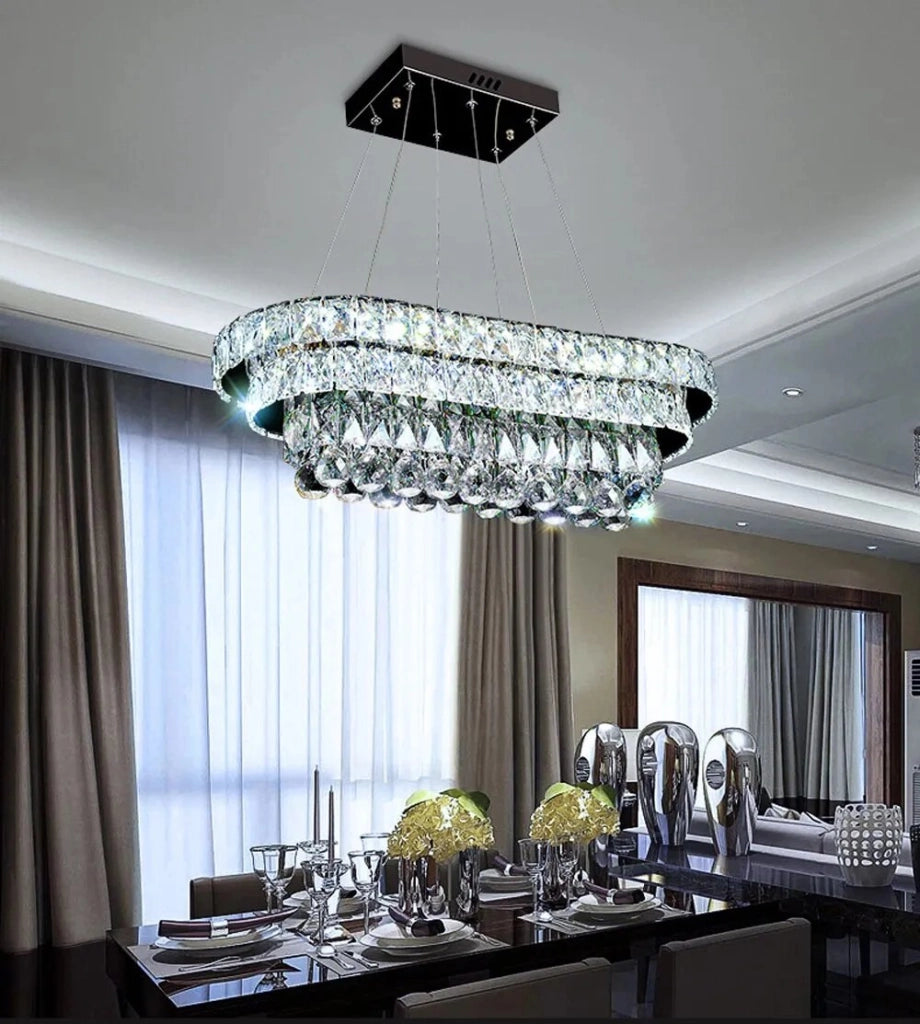 Lampada Da Soffitto Cristallo Led 102w Telecomando App417-cp
