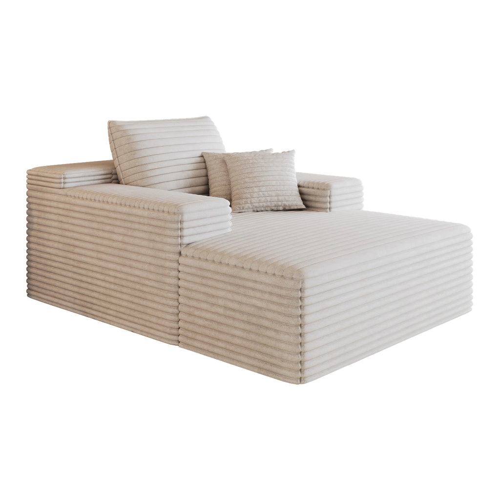 Poltrona a sdraio, divano in velluto a coste, 115 x 159 x 83 cm, struttura senza telaio, non richiede montaggio, bianco