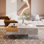 Tavolino da caffè 72x72 cm grigio cemento con box removibile