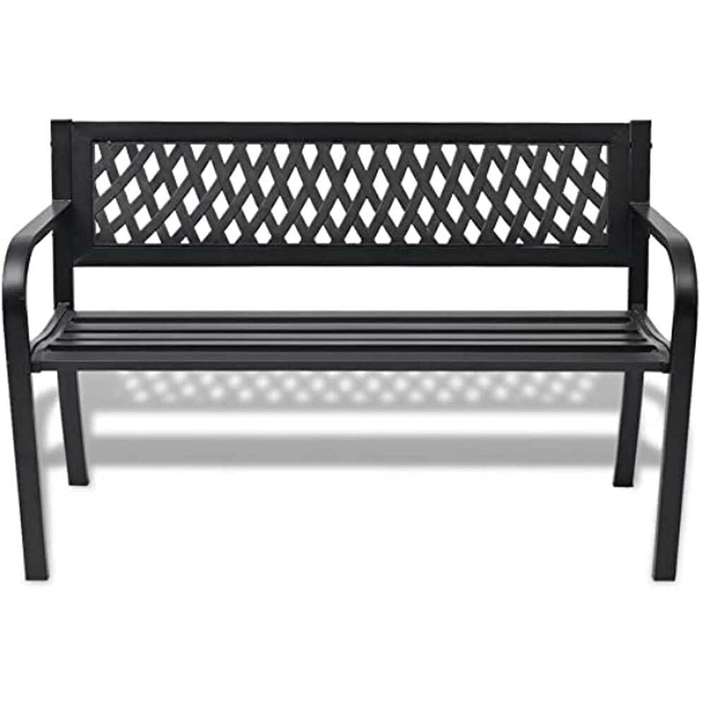 Panchina da Esterno Giardino Panca ABS e Struttura in Acciaio Nero 120x50x75cm