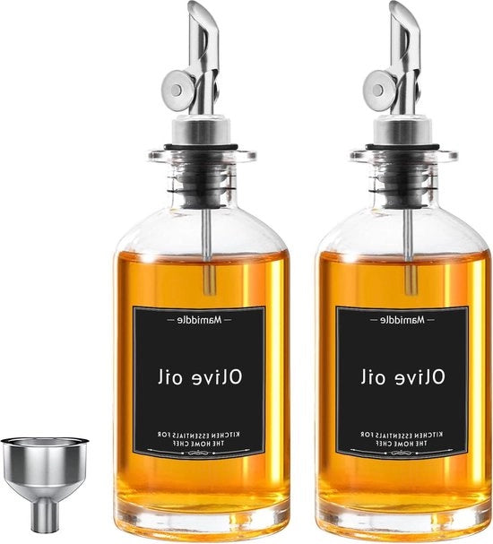 Set di Flaconi Olio Aceto per Cucina - 350ml - Argento.