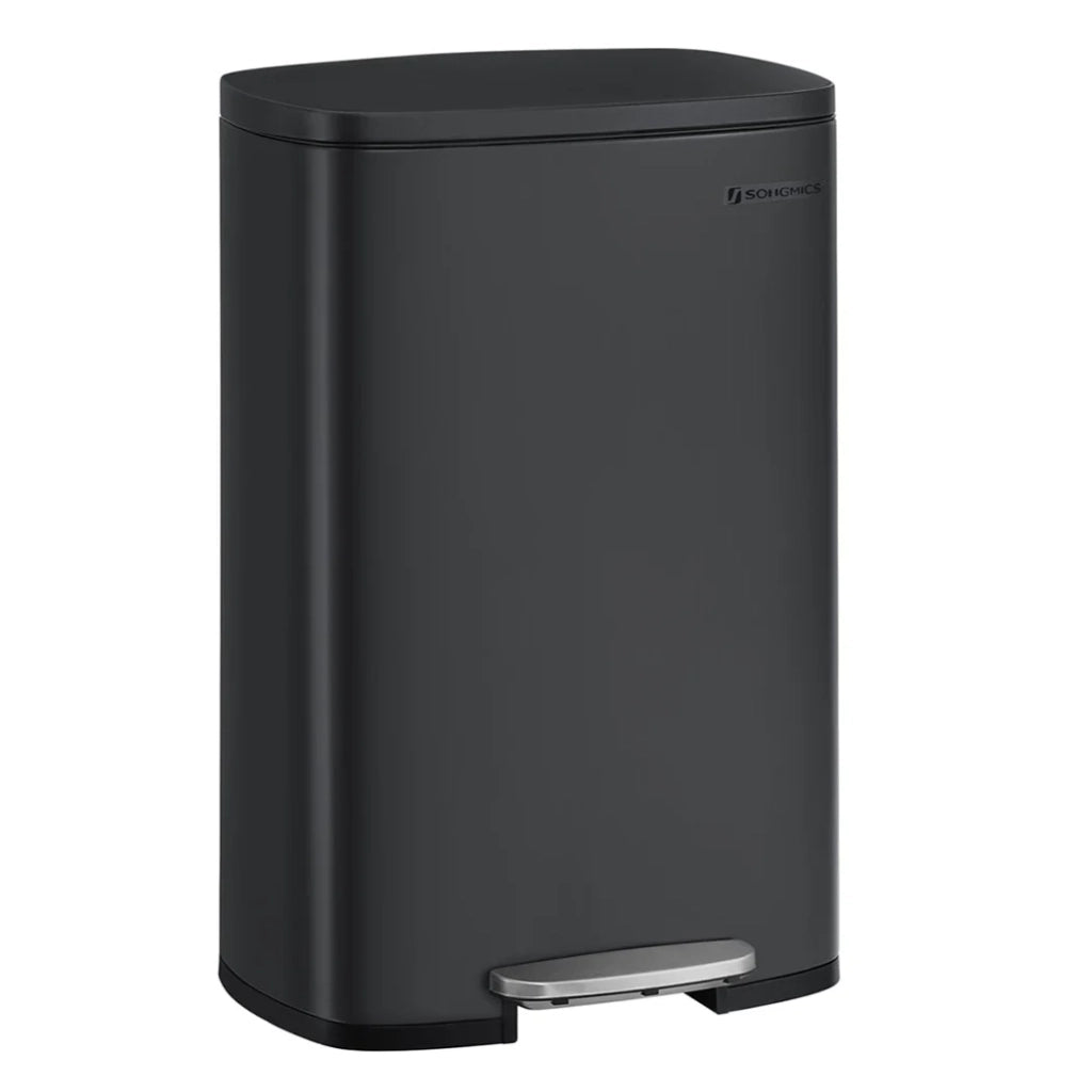 Pattumiera a pedale da 50 litri con secchio interno in plastica coperchio con chiusura ammortizzata antiodore nera 12_0007186