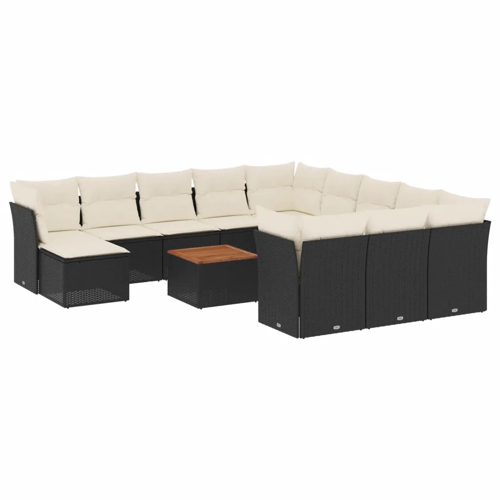 Set Divani da Giardino 13pz con Cuscini Nero in Polyrattancod mxl 90893