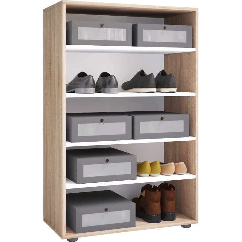 Legno Max Scarpiera H110 L70 P37 cm Mobile Porta Scarpe Salvaspazio con Ripiani Regolabili Colore Noce