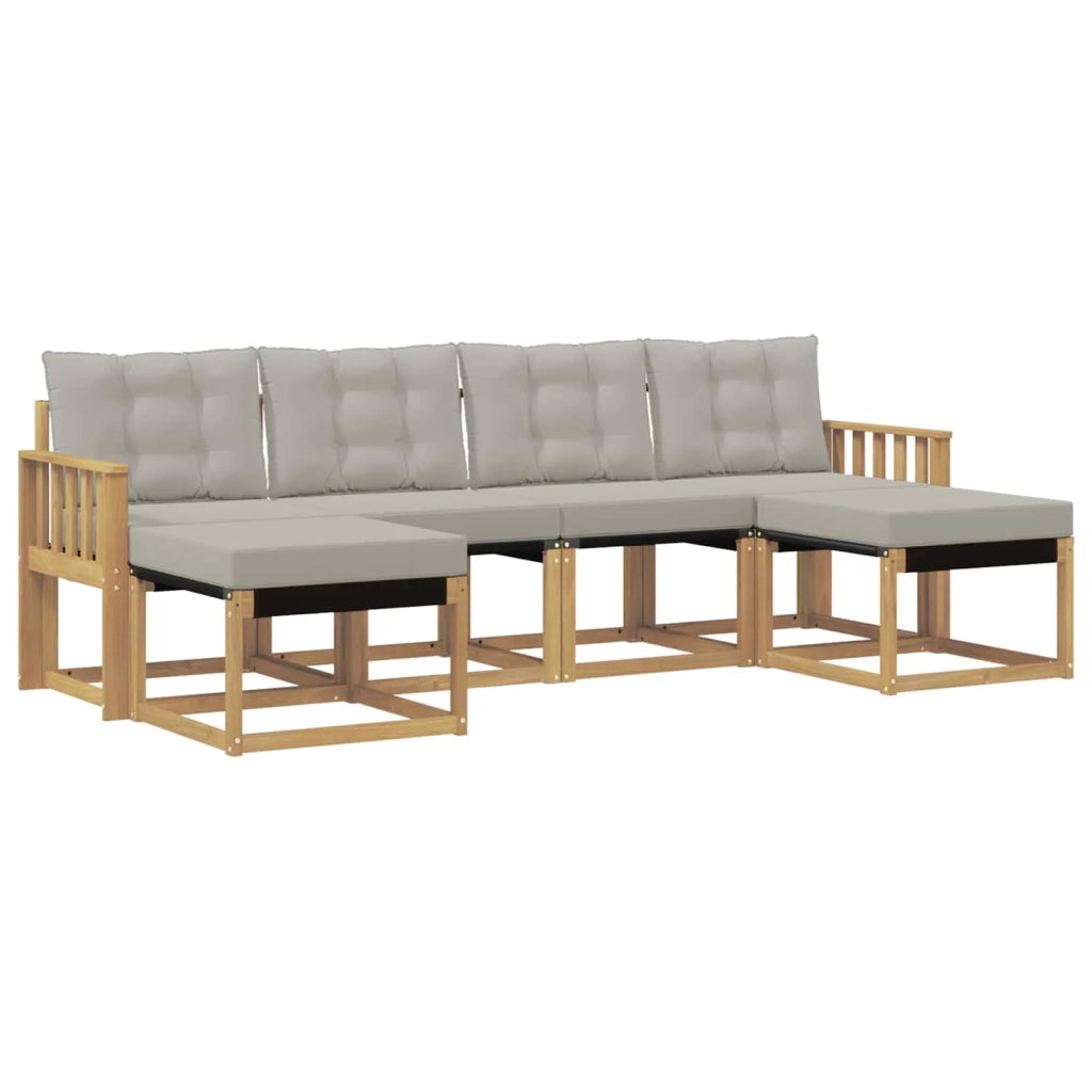 Set di divani da esterno 6 pcs Bianco e Grigio Chiaro