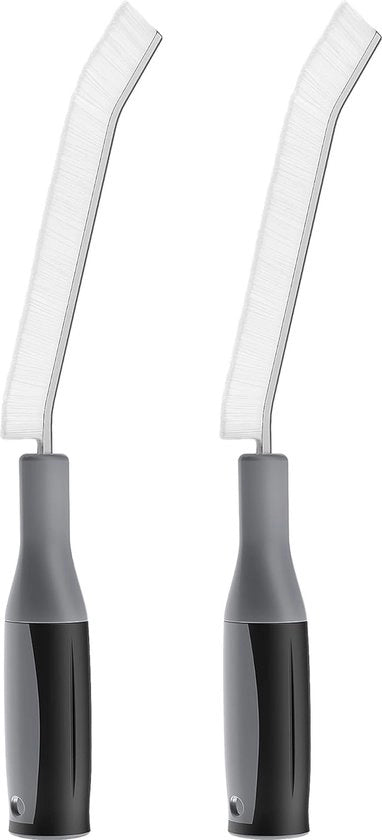 Reinigingsborstel per angolo con manico, spazzola per pulizia di crepe per uso domestico, setole dure, angoli, spazzola per pulire le giunzioni in cucina, bagno, 2 pezzi