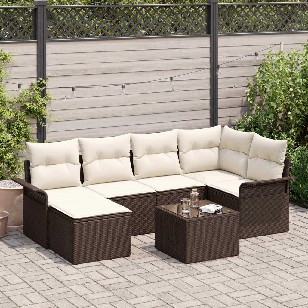 Set di divani da giardino  6 pezzi con cuscini Grigio Polyrattan
