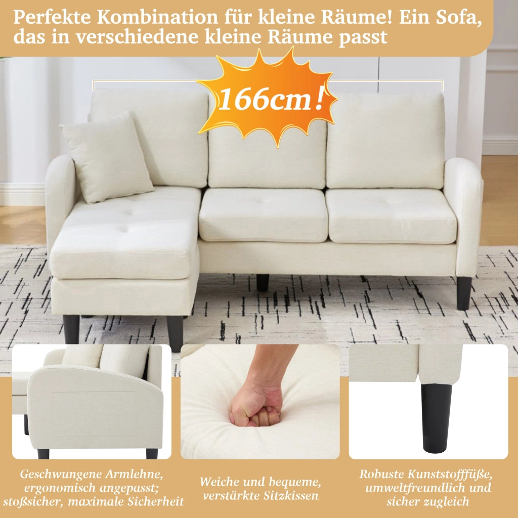 DIVANO ANGOLARE Modulare 166 x 118 x 77 cm Beige chiaro