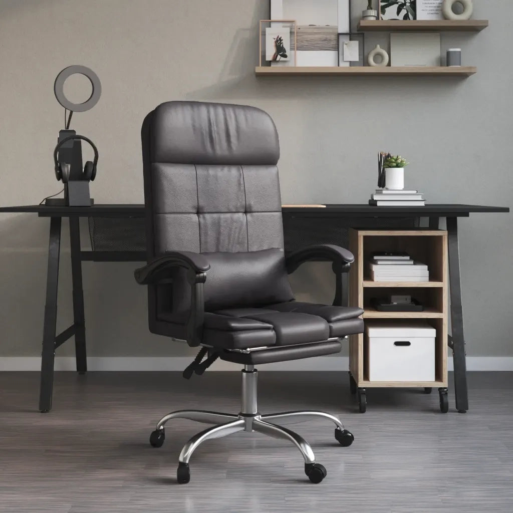 Poltrona da Ufficio Massaggiante Reclinabile Grigio Similpelle cod mxl 26125