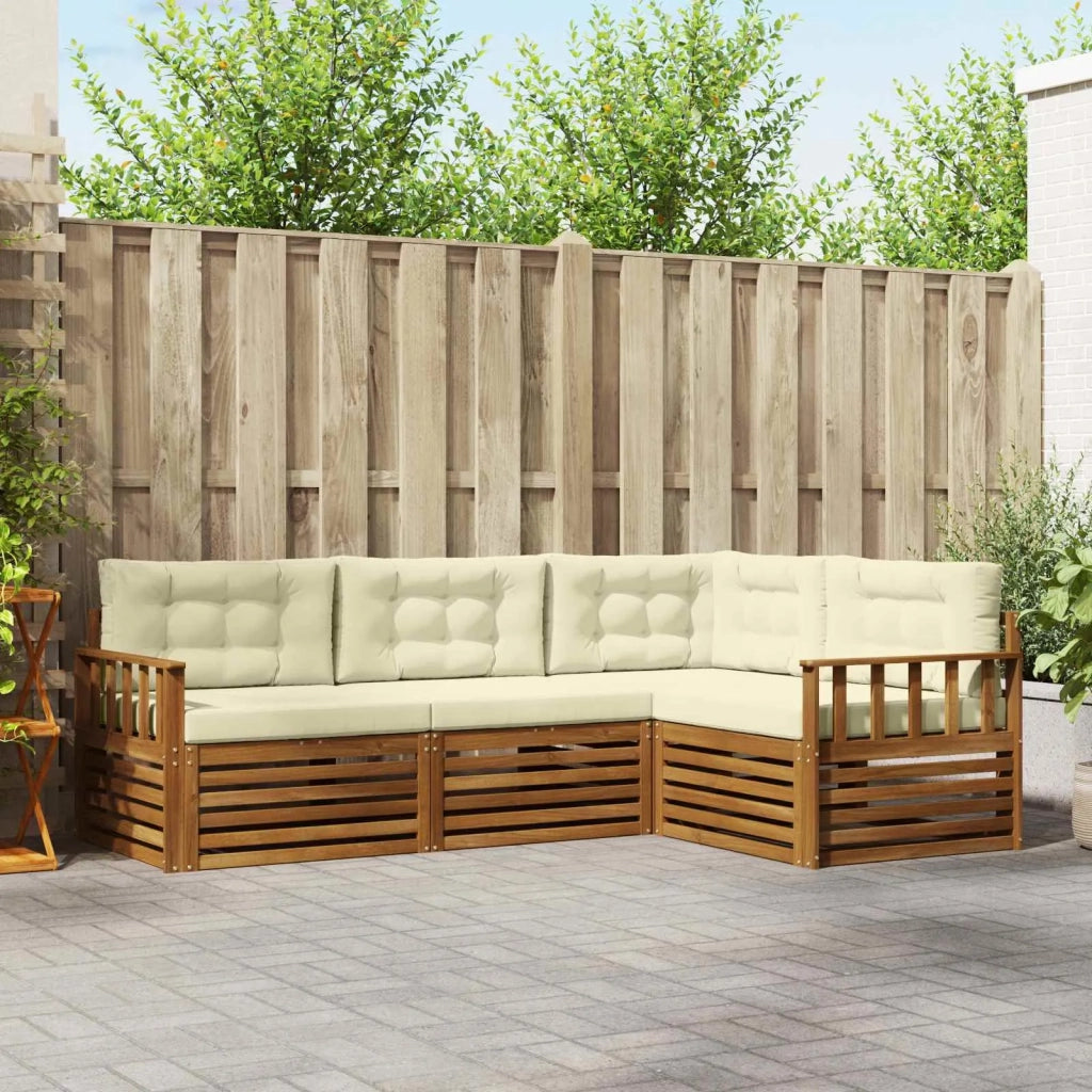Set di divani da esterno con cuscino 4 pcs Naturale e Crema 3373370