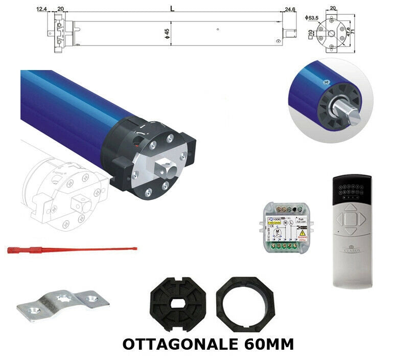AUTOMAZIONI TAPPARELLE 55KG 20NM CENTRALINA RICEVENTE RADIO TELECOMANDO 230V dfm