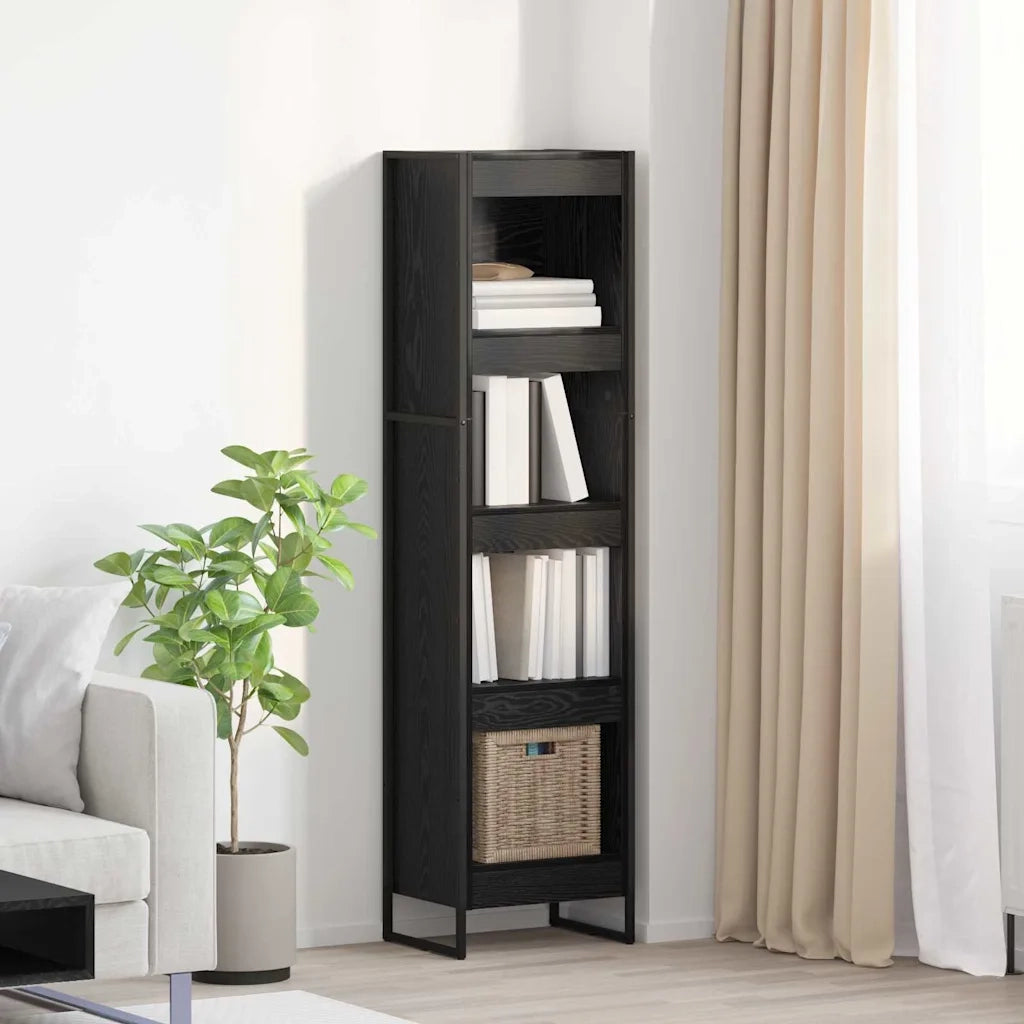 Armadio per Libri Rovere Nero 40 x 30 x 155 cm